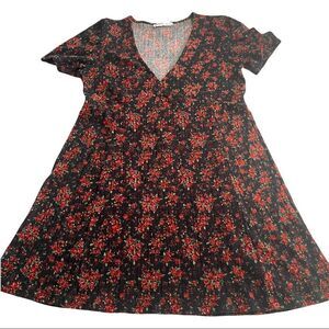 Pull&Bear Floral Crepe A-Line Tunic Top Sz M